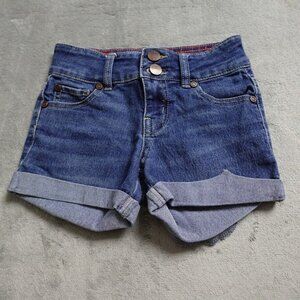 Blue Candy Shorts Girls Size 7 Blue Denim Boyfriend Pockets Flat Front Casual!